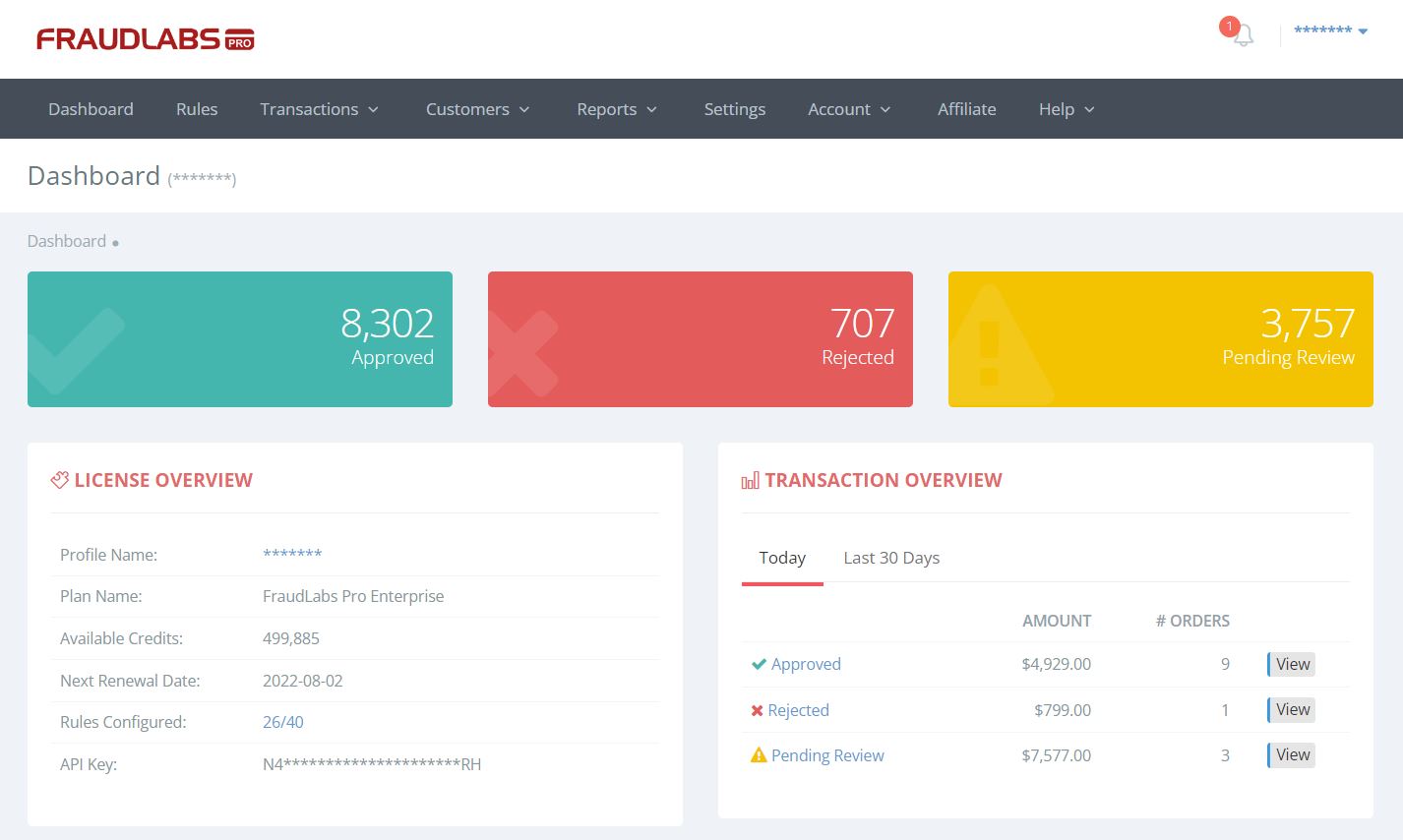 screenshot of FraudLabs Pro